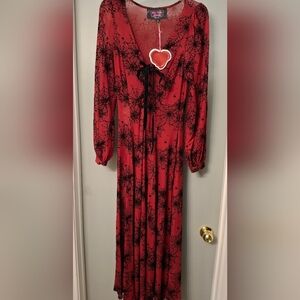 Wax Poetic Oxblood Penny Halloween Spider Web Maxi Dress